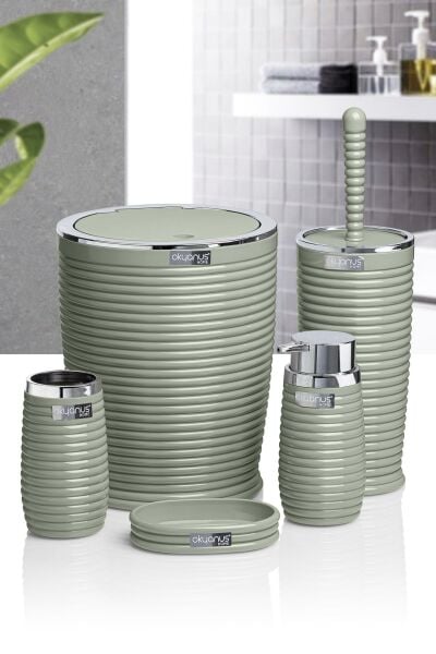 Okyanus Home Yeşil Kromlu Elegans 5'li Banyo Seti