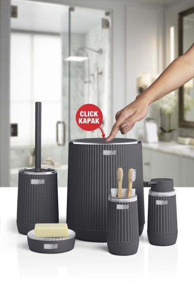 Okyanus Home Nida Antrasit Kromlu Eko 5'li Banyo Seti