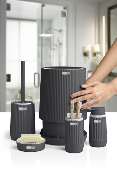 Okyanus Home Nida Antrasit Kromlu Eko 5'li Banyo Seti