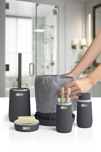 Okyanus Home Nida Antrasit Kromlu Eko 5'li Banyo Seti