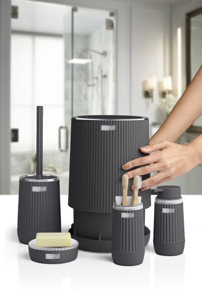 Okyanus Home Nida Antrasit Kromlu Eko 5'li Banyo Seti