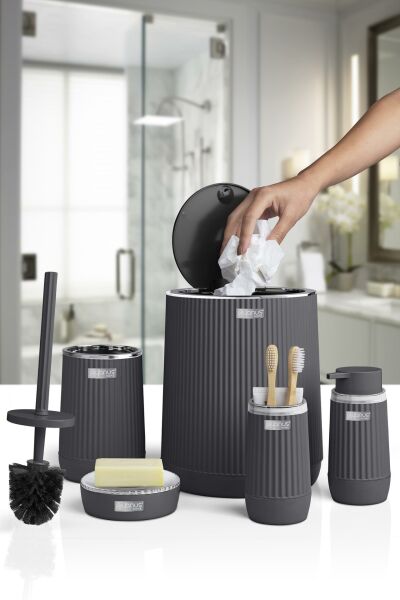 Okyanus Home Nida Antrasit Kromlu Eko 5'li Banyo Seti