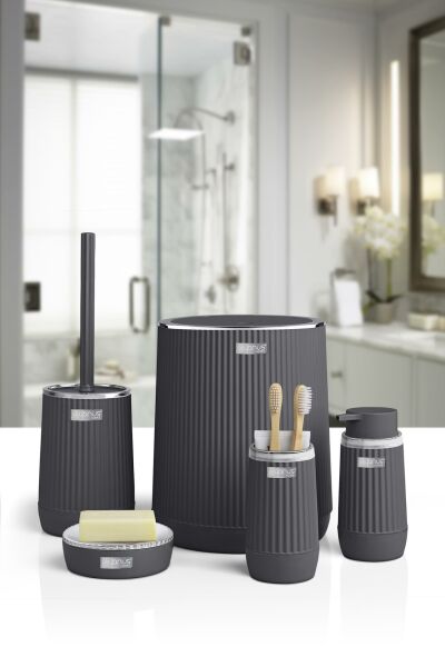 Okyanus Home Nida Antrasit Kromlu Eko 5'li Banyo Seti