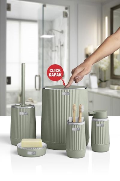 Okyanus Home Nida Yeşil Kromlu Eko 5'li Banyo Seti