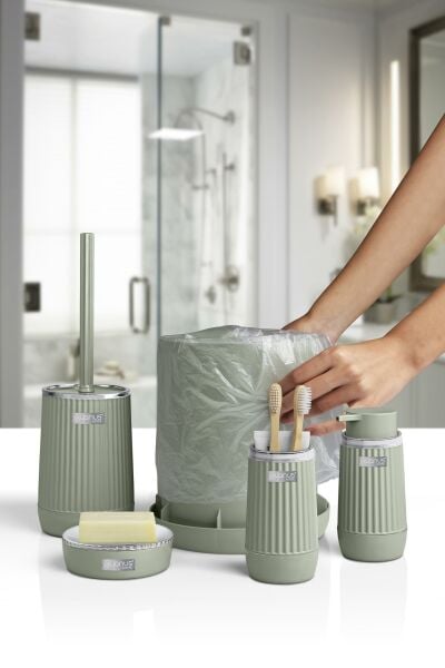 Okyanus Home Nida Yeşil Kromlu Eko 5'li Banyo Seti