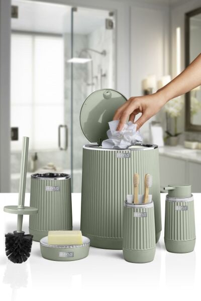 Okyanus Home Nida Yeşil Kromlu Eko 5'li Banyo Seti