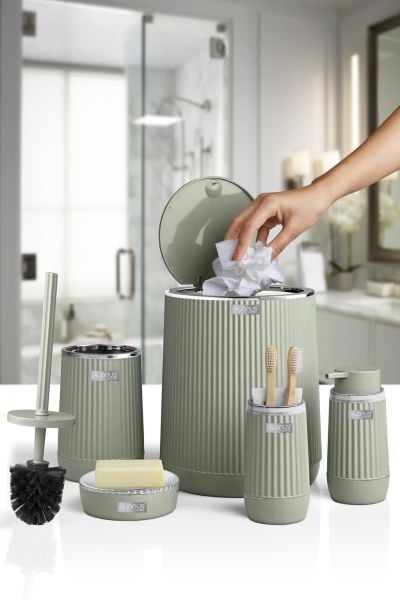 Okyanus Home Nida Yeşil Kromlu Eko 5'li Banyo Seti