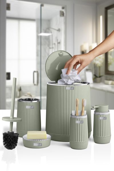 Okyanus Home Nida Yeşil Kromlu Eko 5'li Banyo Seti