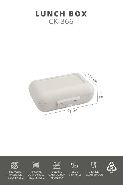 Okyanus Home Bej Lunch Box 2 Katlı 5 bölmeli Kendinden Çatal Kaşıklı Beslenme Kutusu