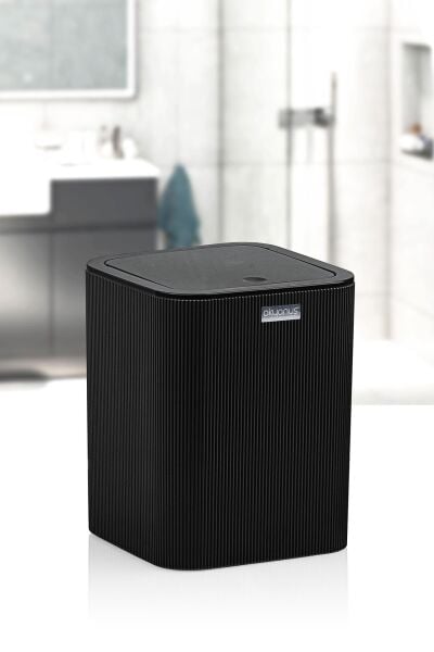 Okyanus Home Mina Siyah Çizgili Kare Çöp Kovası