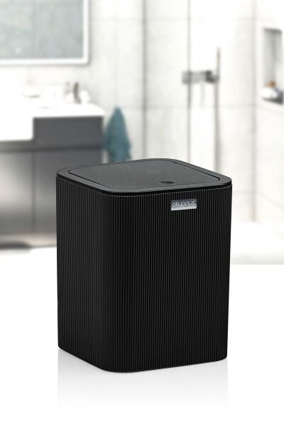 Okyanus Home Mina Siyah Çizgili Kare Çöp Kovası