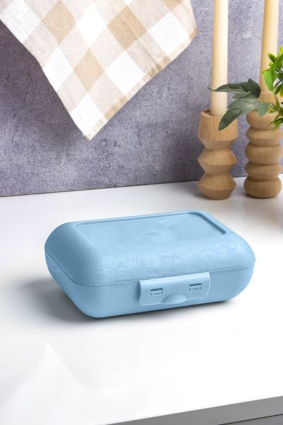 Okyanus Home Mavi Lunch Box 2 Katlı 5 bölmeli Kendinden Çatal Kaşıklı Beslenme Kutusu