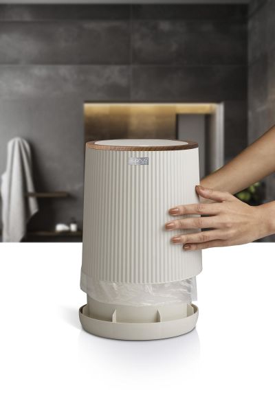 Okyanus Home Nida Bej Ahşap Desenli Eko Çöp Kovası