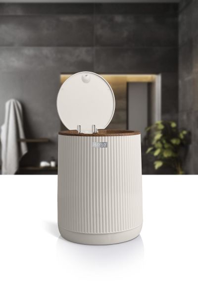 Okyanus Home Nida Bej Ahşap Desenli Eko Çöp Kovası