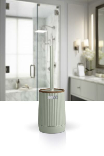 Okyanus Home Nida Yeşil Ahşap Desenli Eko Wc Fırçalık