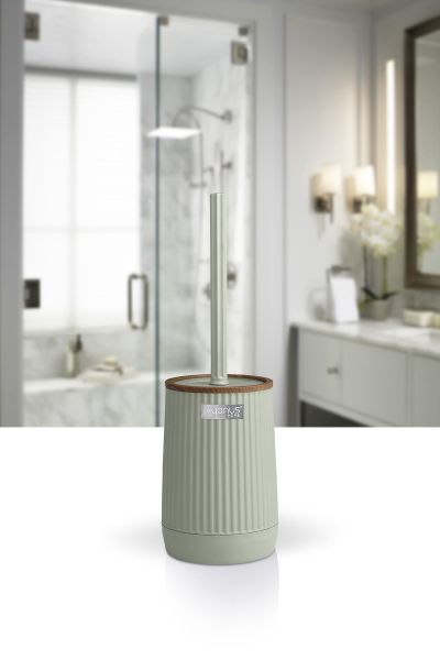 Okyanus Home Nida Yeşil Ahşap Desenli Eko Wc Fırçalık