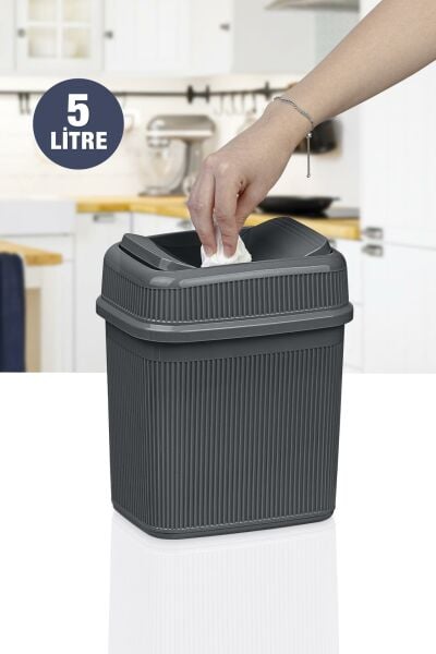 Okyanus Home Antrasit 5 lt Fitilli Çöp Kovası