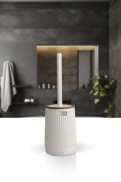 Okyanus Home Nida Bej Ahşap Desenli Eko Wc Fırçalık