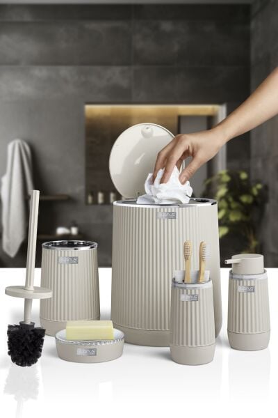 Okyanus Home Nida Bej Kromlu Eko 5'li Banyo Seti