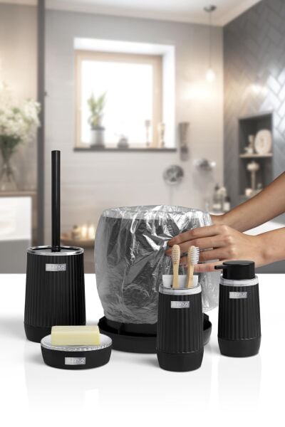 Okyanus Home Nida Siyah Kromlu Eko 5'li Banyo Seti