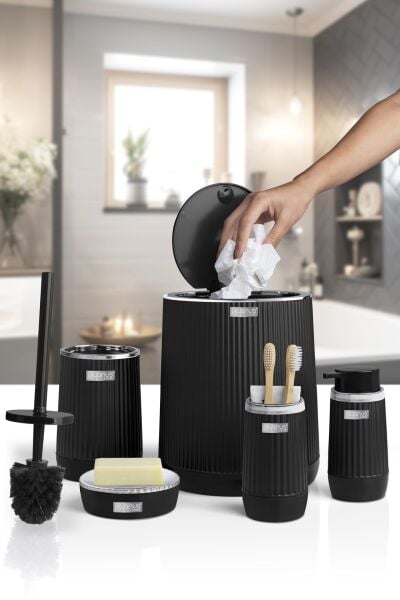 Okyanus Home Nida Siyah Kromlu Eko 5'li Banyo Seti