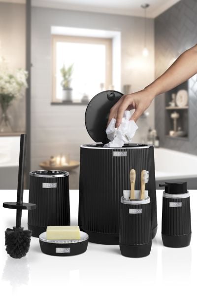 Okyanus Home Nida Siyah Kromlu Eko 5'li Banyo Seti