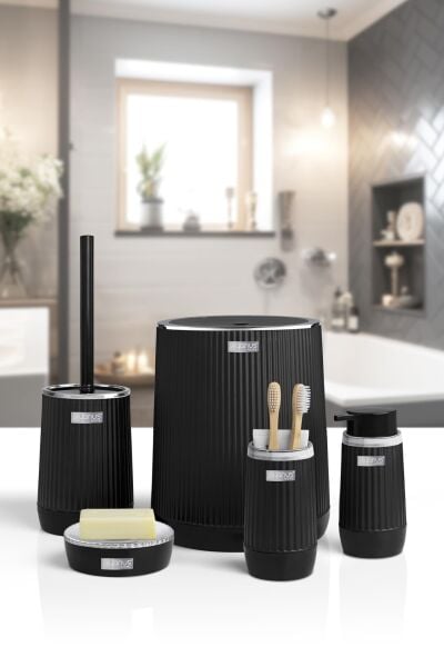 Okyanus Home Nida Siyah Kromlu Eko 5'li Banyo Seti