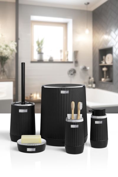 Okyanus Home Nida Siyah Kromlu Eko 5'li Banyo Seti