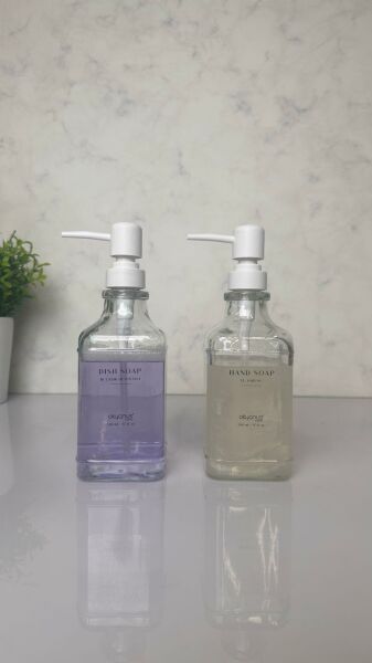 Okyanus Home Beyaz Pompalı İkili Kare Cam Sıvı Sabunluk 500ml