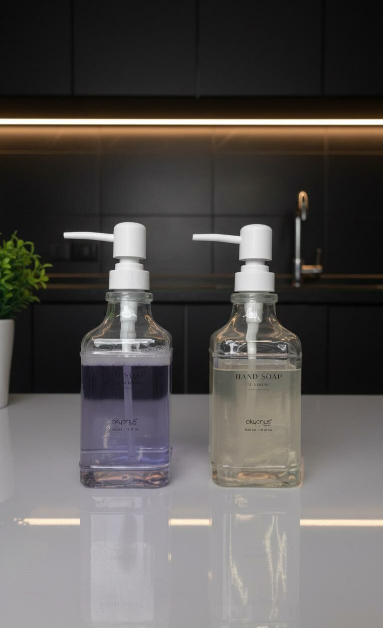 Okyanus Home Beyaz Pompalı İkili Kare Cam Sıvı Sabunluk 500ml