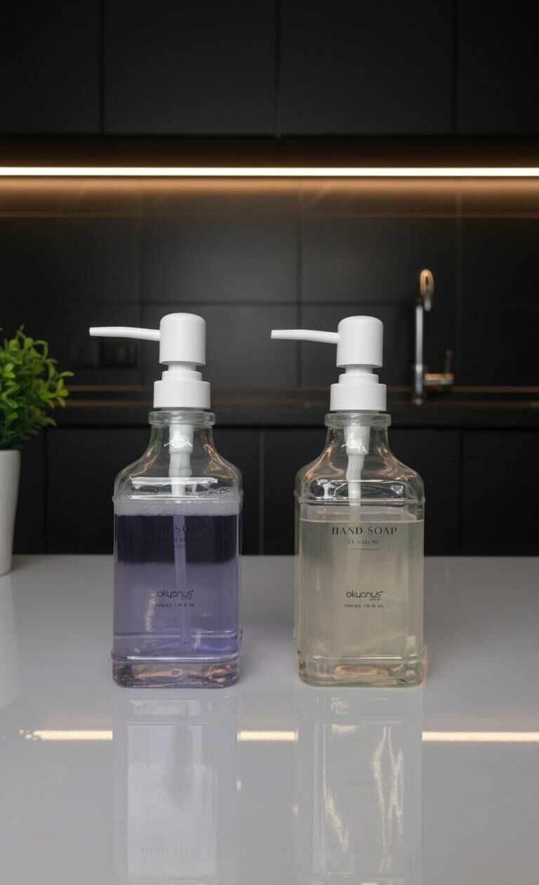 Okyanus Home Beyaz Pompalı İkili Kare Cam Sıvı Sabunluk 500ml