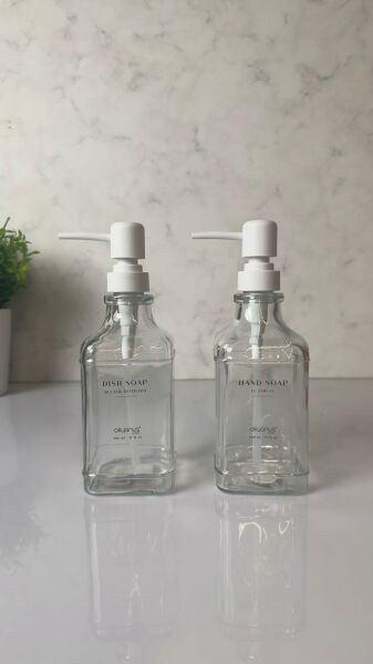 Okyanus Home Beyaz Pompalı İkili Kare Cam Sıvı Sabunluk 500ml