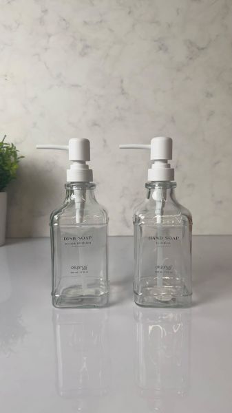 Okyanus Home Beyaz Pompalı İkili Kare Cam Sıvı Sabunluk 500ml