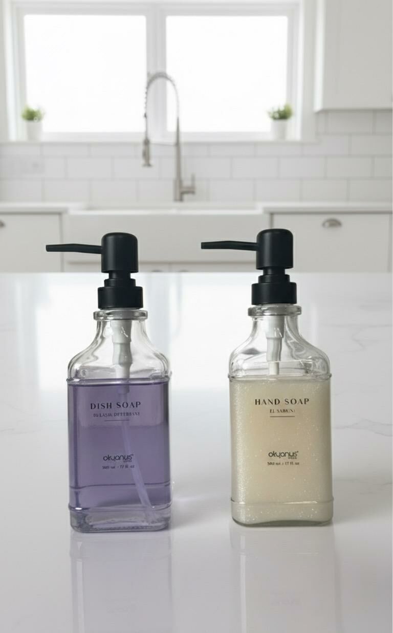 Okyanus Home Siyah Pompalı İkili Kare Cam Sıvı sabunluk 500ml