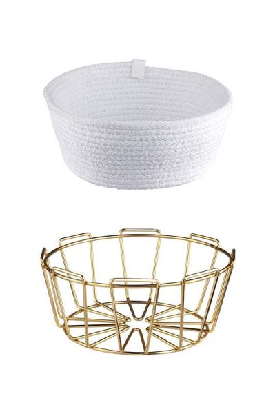 Okyanus Home Beyaz-Altın Detaylı Hasır Örme Şık Ekmeklik