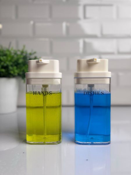 Okyanus Home Beyaz Deluxe Kare 2'li Şeffaf Sıvı Sabunluk