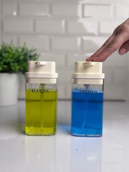 Okyanus Home Beyaz Deluxe Kare 2'li Şeffaf Sıvı Sabunluk
