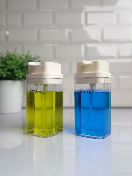Okyanus Home Beyaz Deluxe Kare 2'li Şeffaf Sıvı Sabunluk