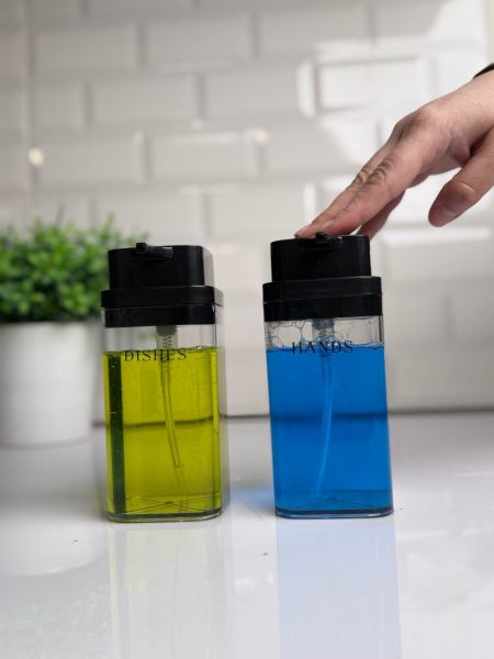 Okyanus Home Siyah Deluxe Kare 2'li Şeffaf Sıvı Sabunluk