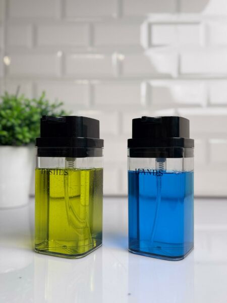 Okyanus Home Siyah Deluxe Kare 2'li Şeffaf Sıvı Sabunluk