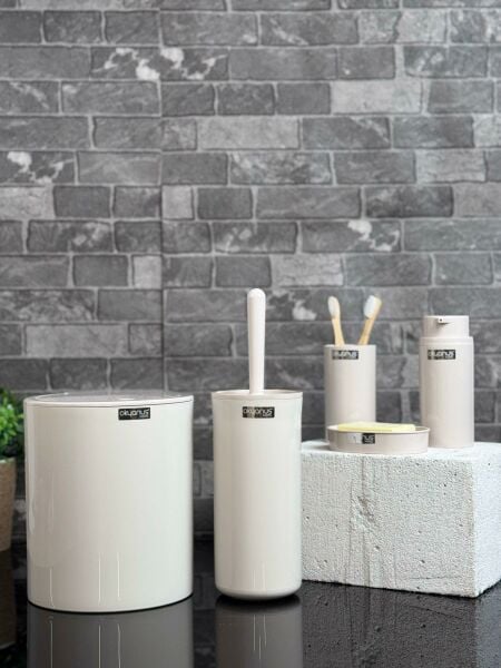 Okyanus Home Bej Yuvarlak 5'li Banyo Seti