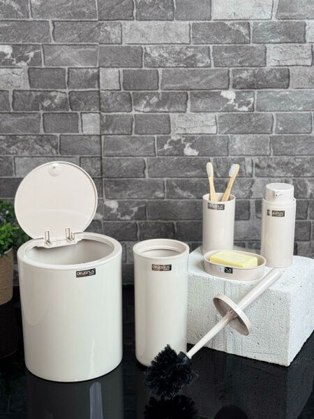 Okyanus Home Bej Yuvarlak 5'li Banyo Seti