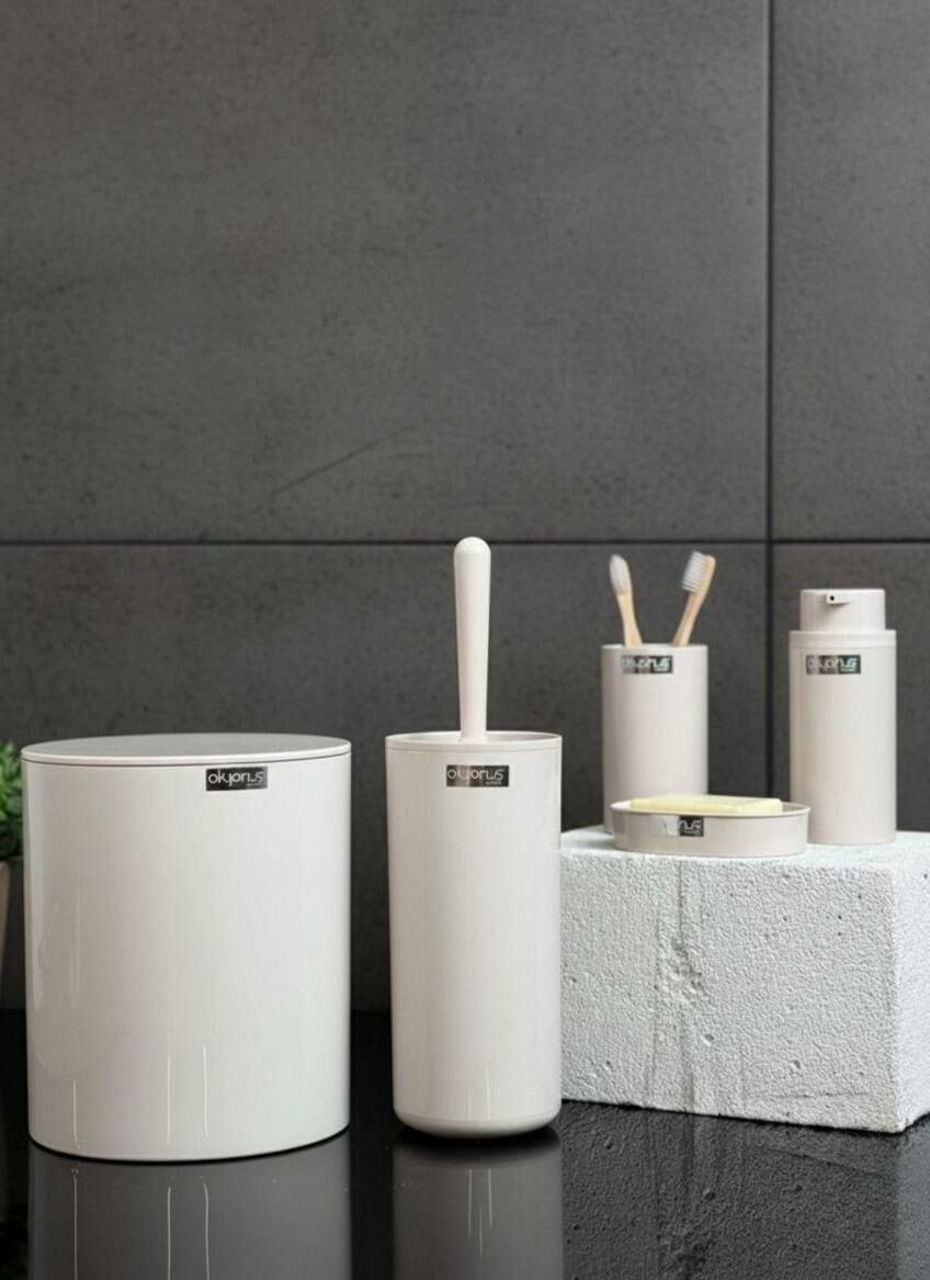 Okyanus Home Bej Yuvarlak 5'li Banyo Seti