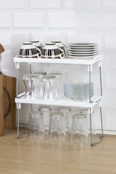 Okyanus Home Metal Ayaklı Tek Katlı Pratik Raf Düzenleyici 14x30