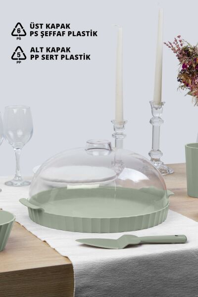 Okyanus Home Coliseum Yeşil Yuvarlak Kek - Pasta Fanusu