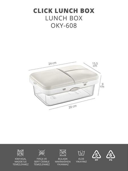 Okyanus Home Bej-Şeffaf 4 bölmeli Clickli Lunch Box