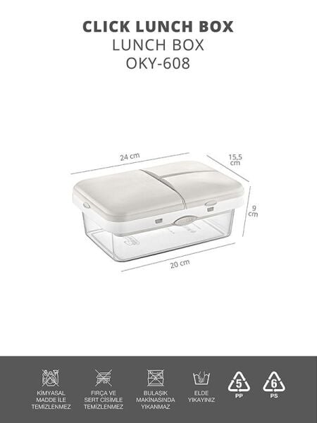 Okyanus Home Bej-Şeffaf 4 bölmeli Clickli Lunch Box