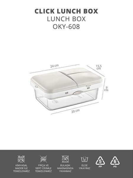 Okyanus Home Bej-Şeffaf 4 bölmeli Clickli Lunch Box