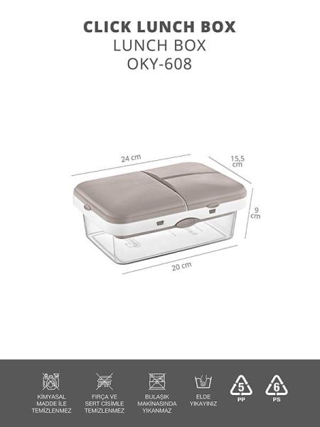 Okyanus Home Vizon-Şeffaf 4 bölmeli Clickli Lunch Box