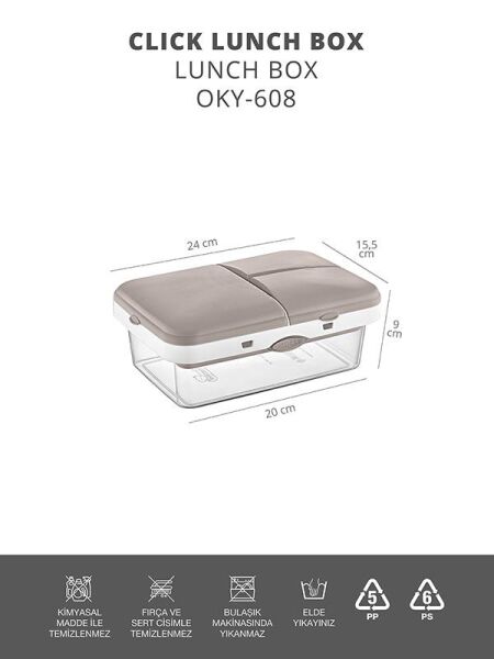 Okyanus Home Vizon-Şeffaf 4 bölmeli Clickli Lunch Box